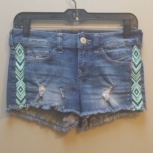 EXPRESS distressed festival jean shorts